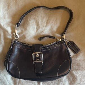 Coach Black Leather Mini Hampton Shoulder Bag Y2K